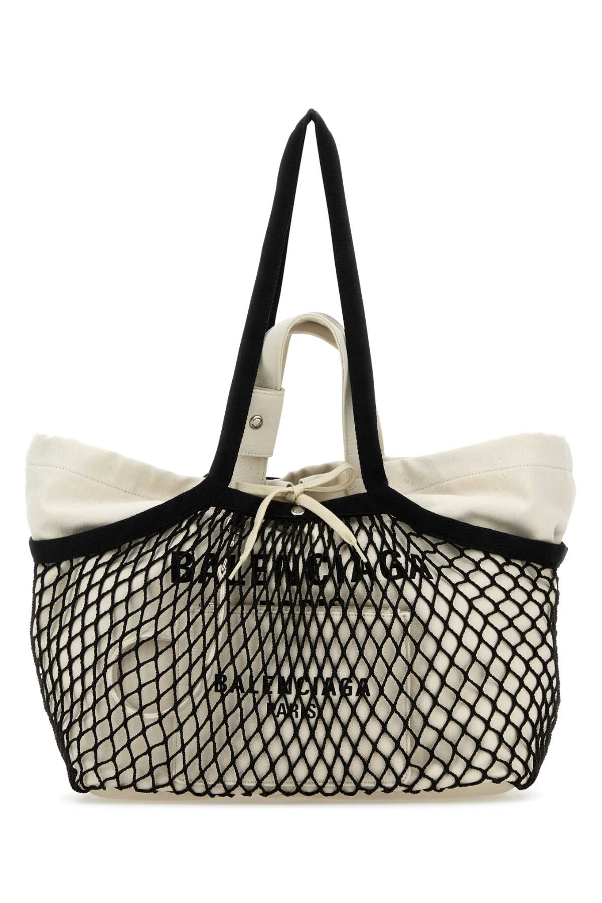 Balenciaga Two-Tone Canvas and Mesh Tote Bag — Multicolor