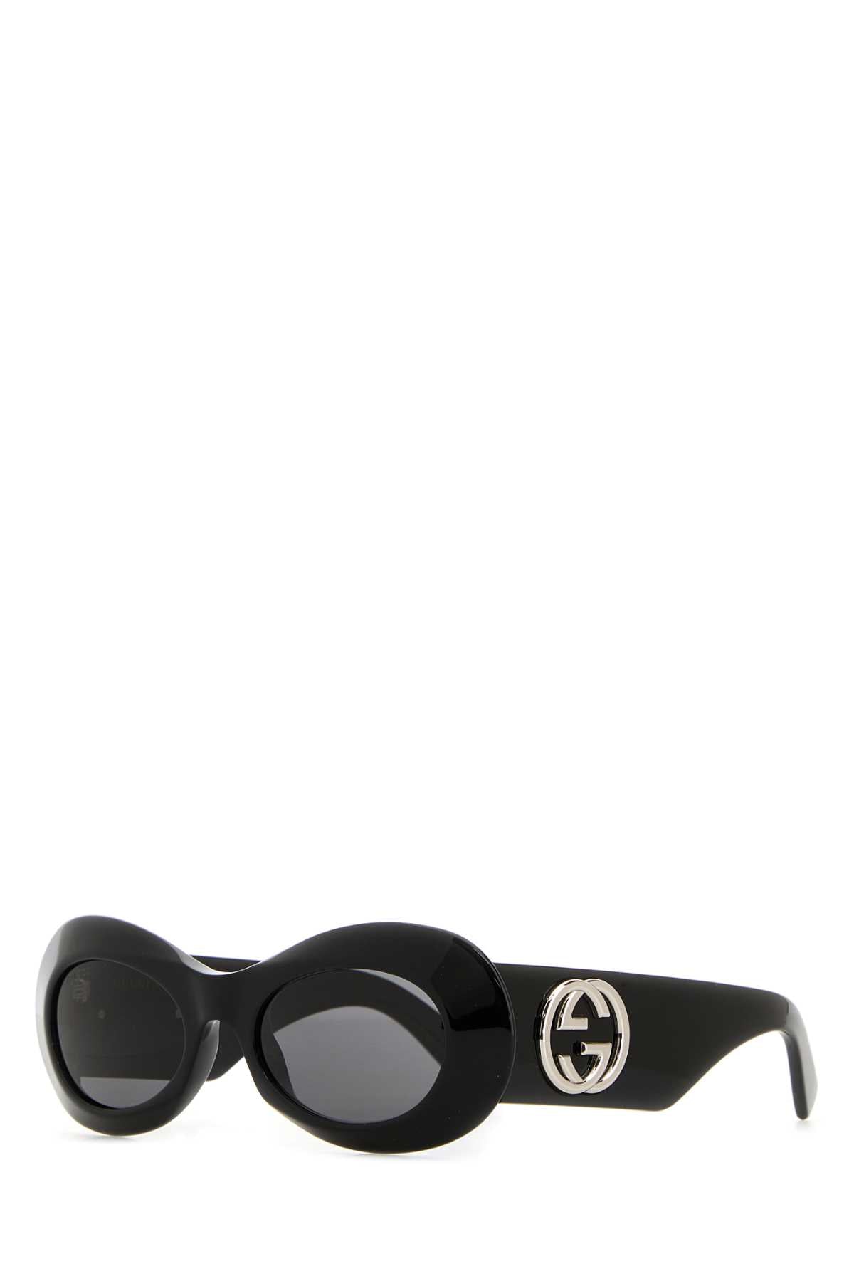 Gucci GG1696S Oval Acetate Sunglasses — Black
