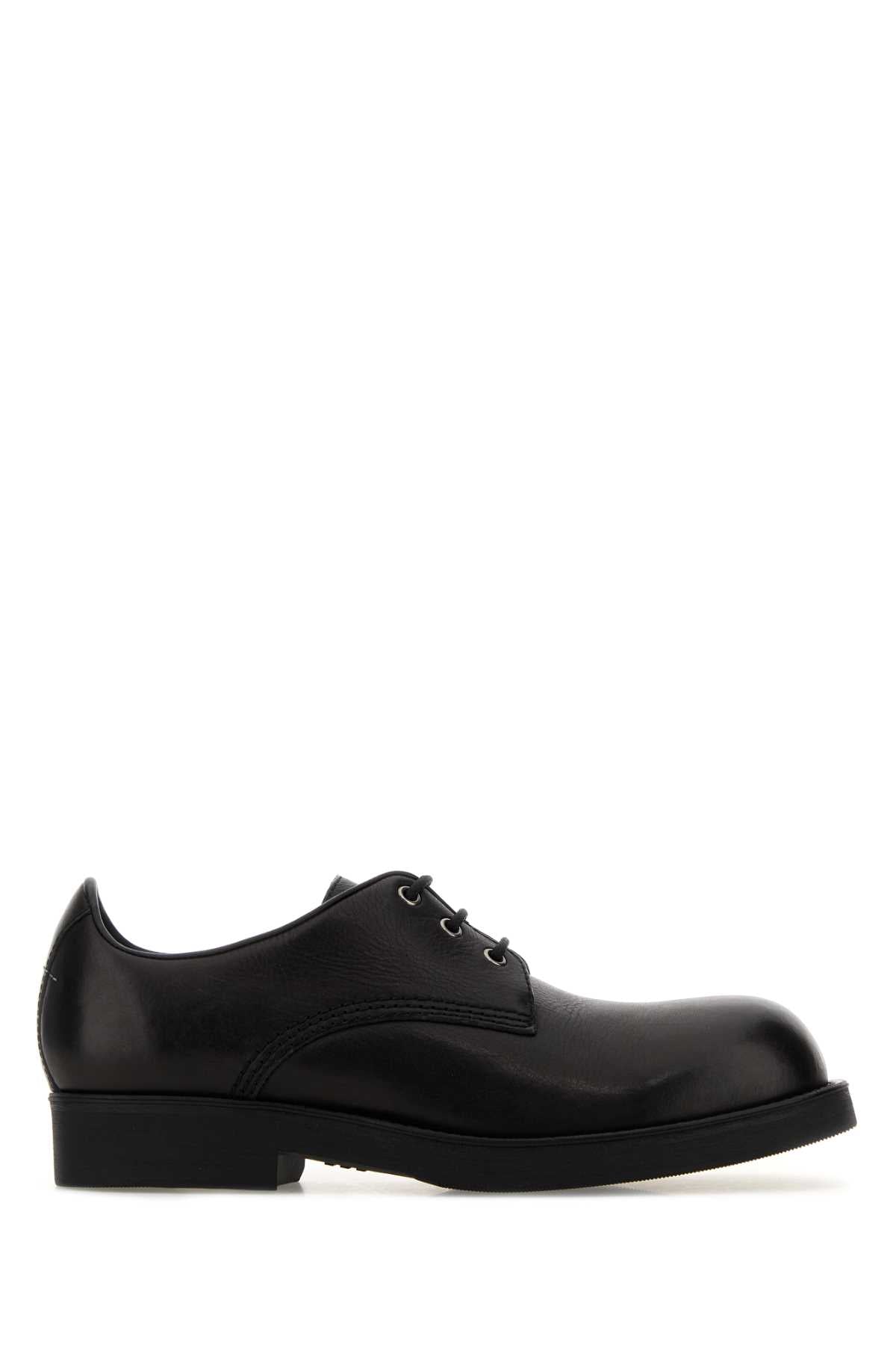 MM6 Maison Margiela Leather Lace-Up Oxford — Black