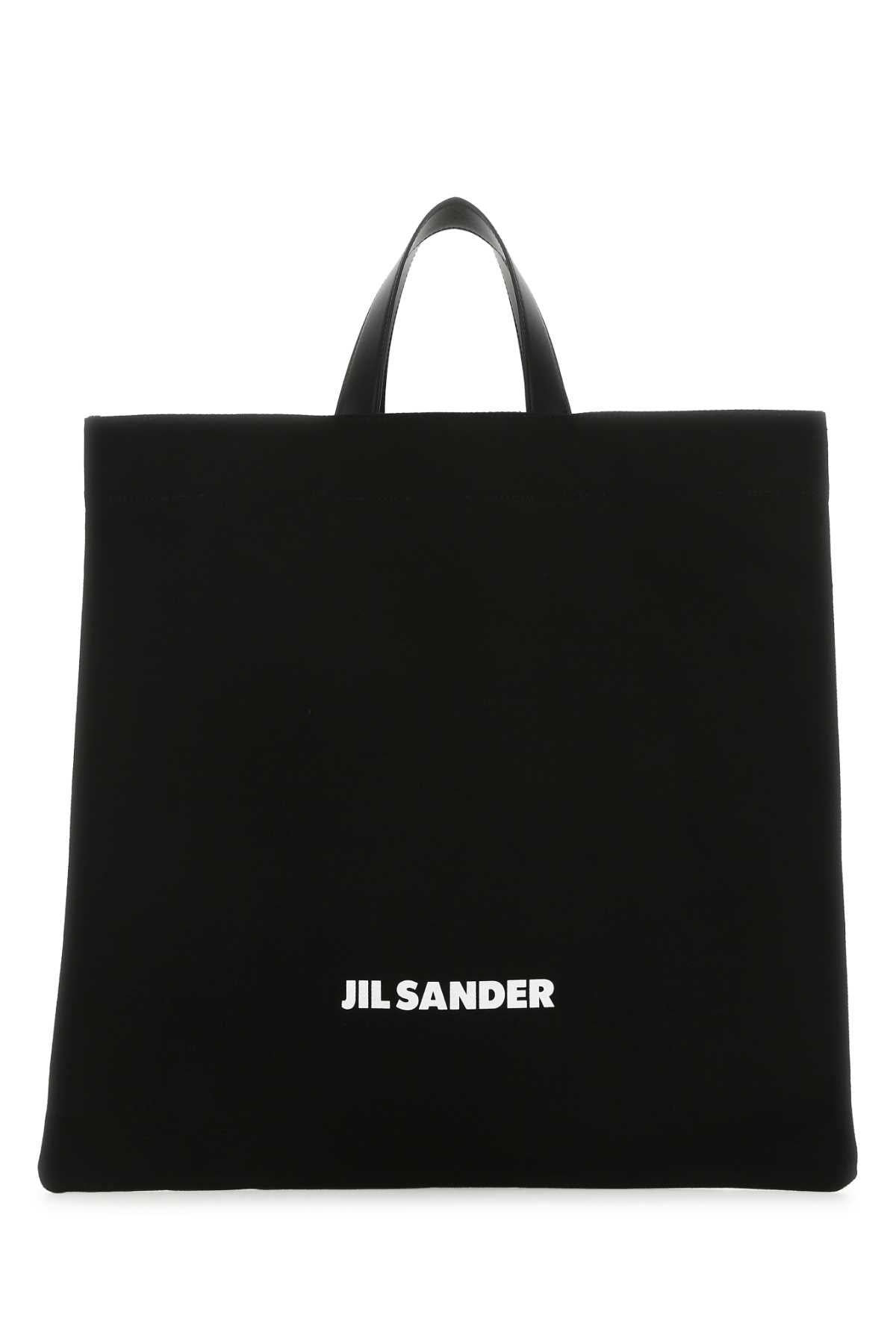 Jil Sander Cotton Linen Calf Tote Bag — Black