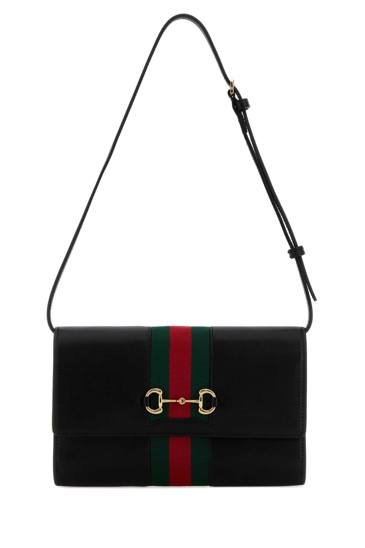 Gucci Horsebit Shoulder Bag — Black