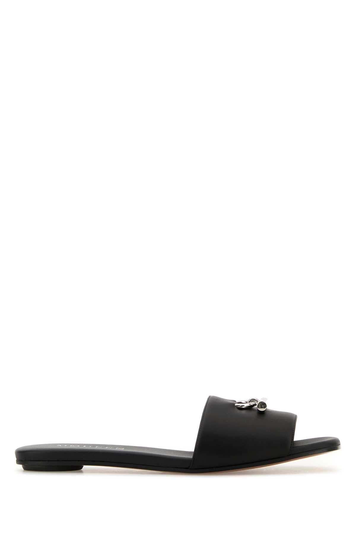 Alexander McQueen Leather Slide Slide Sandal — Black
