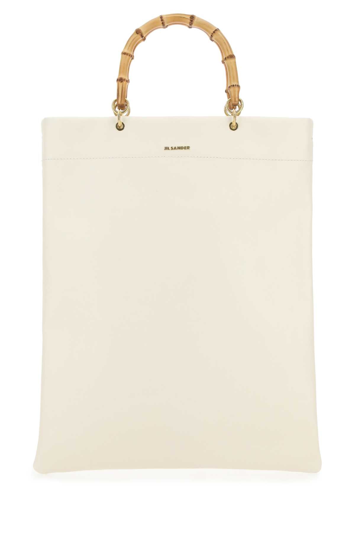 Jil Sander Leather Medium Tote Bag — Beige