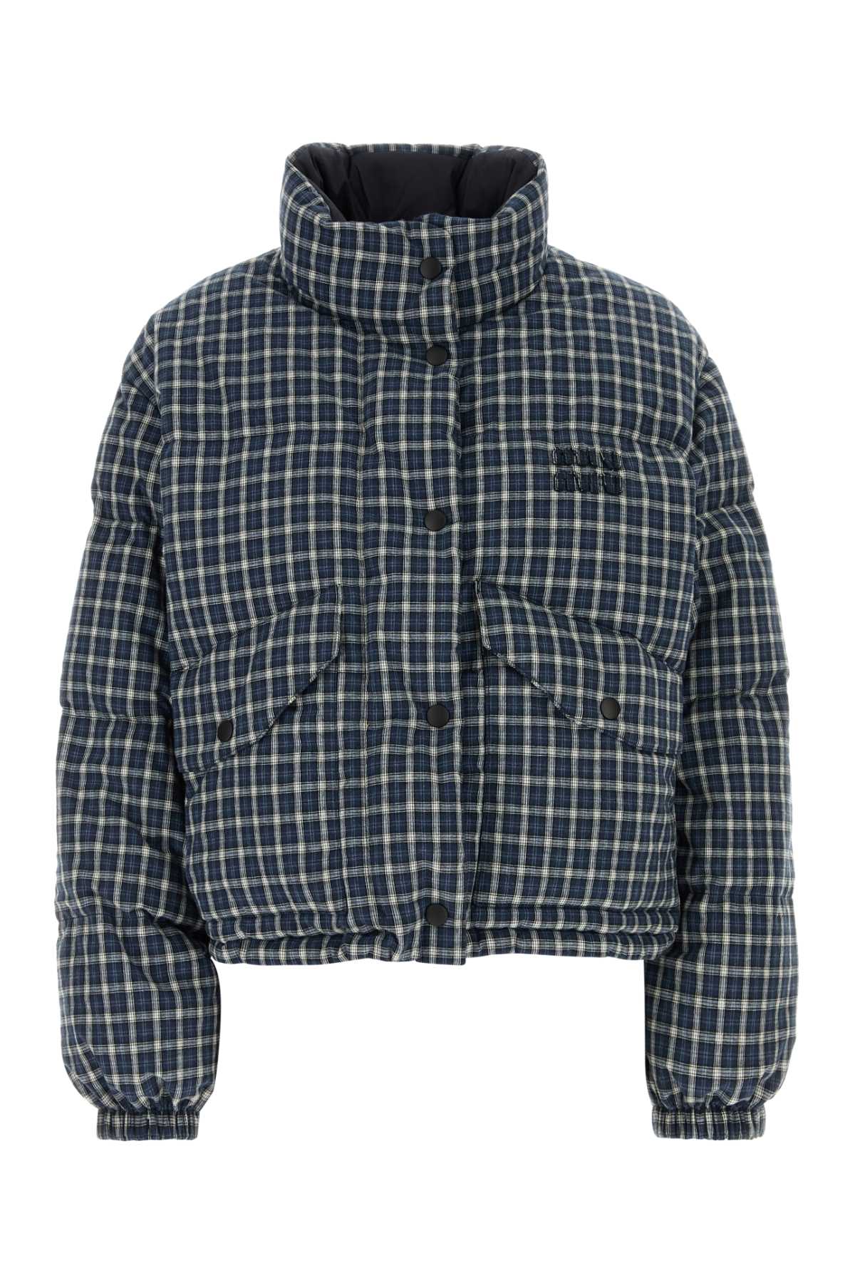 Miu Miu Quilted Cotton Down Jacket — Blue