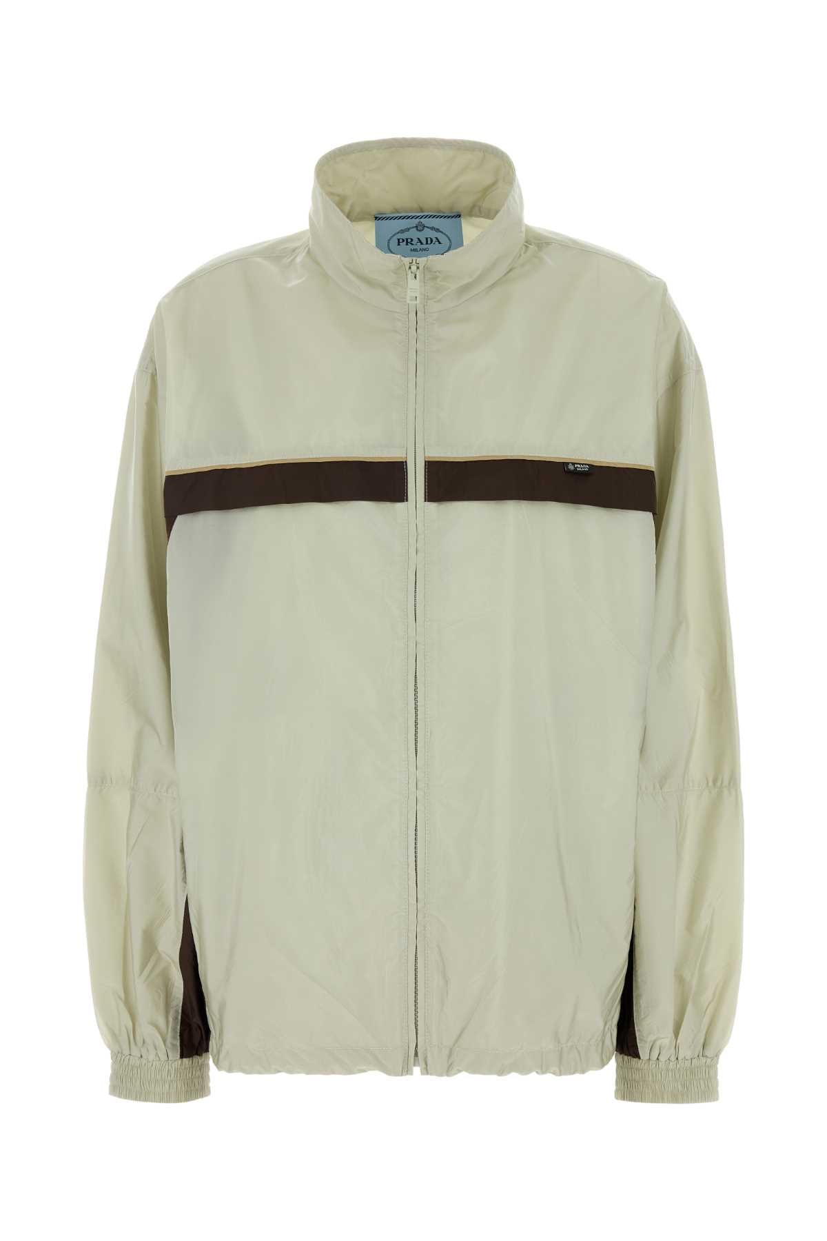Prada Two-Tone Re-Nylon Windbreaker — Beige