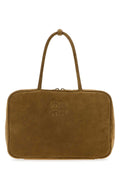Miu Miu Quilted Suede Shoulder Bag — Brown