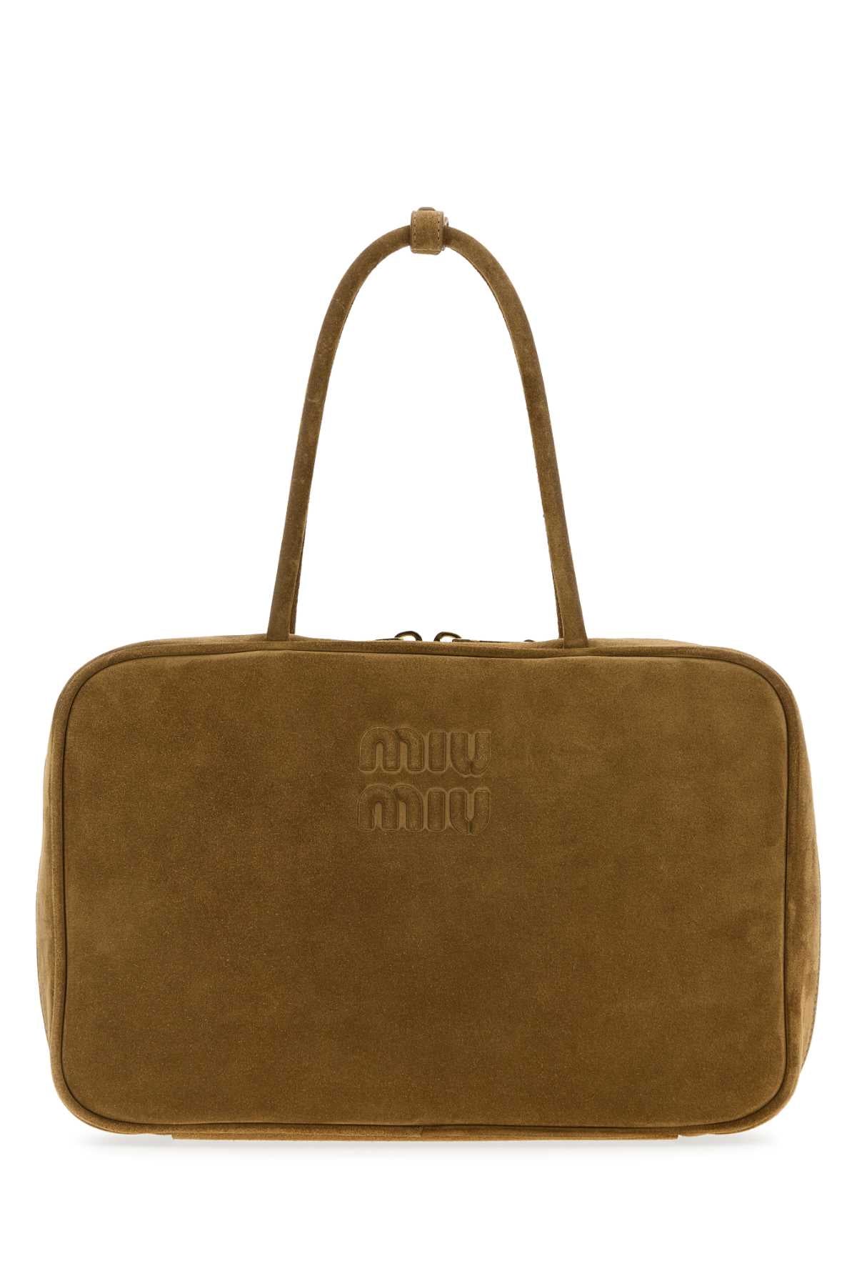 Miu Miu Quilted Suede Shoulder Bag — Brown