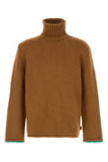 Loewe Ribbed Wool Turtleneck Sweater — Tan