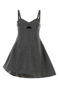 Jil Sander Virgin Wool Sweetheart Neckline Dress — Gray