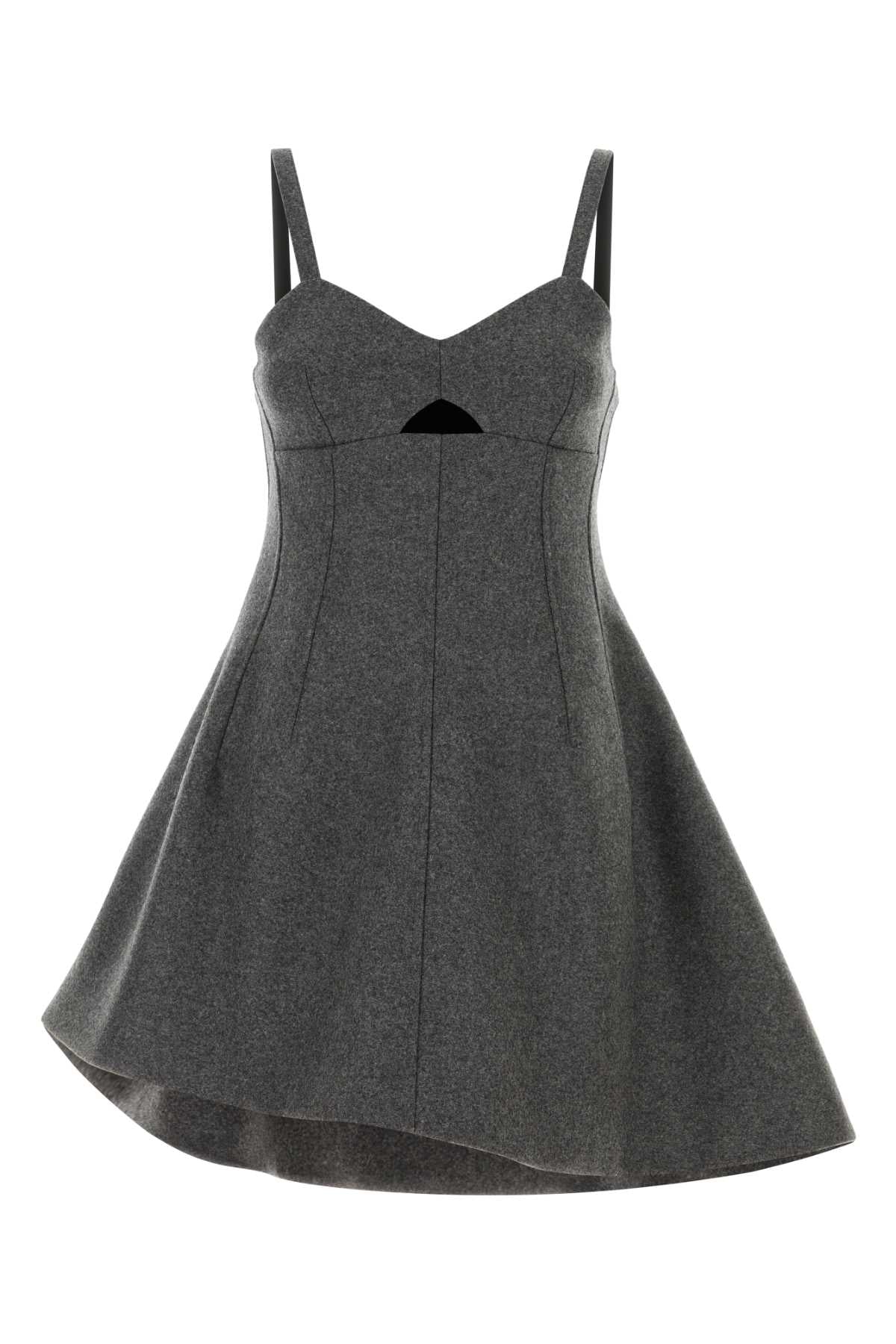 Jil Sander Virgin Wool Sweetheart Neckline Dress — Gray