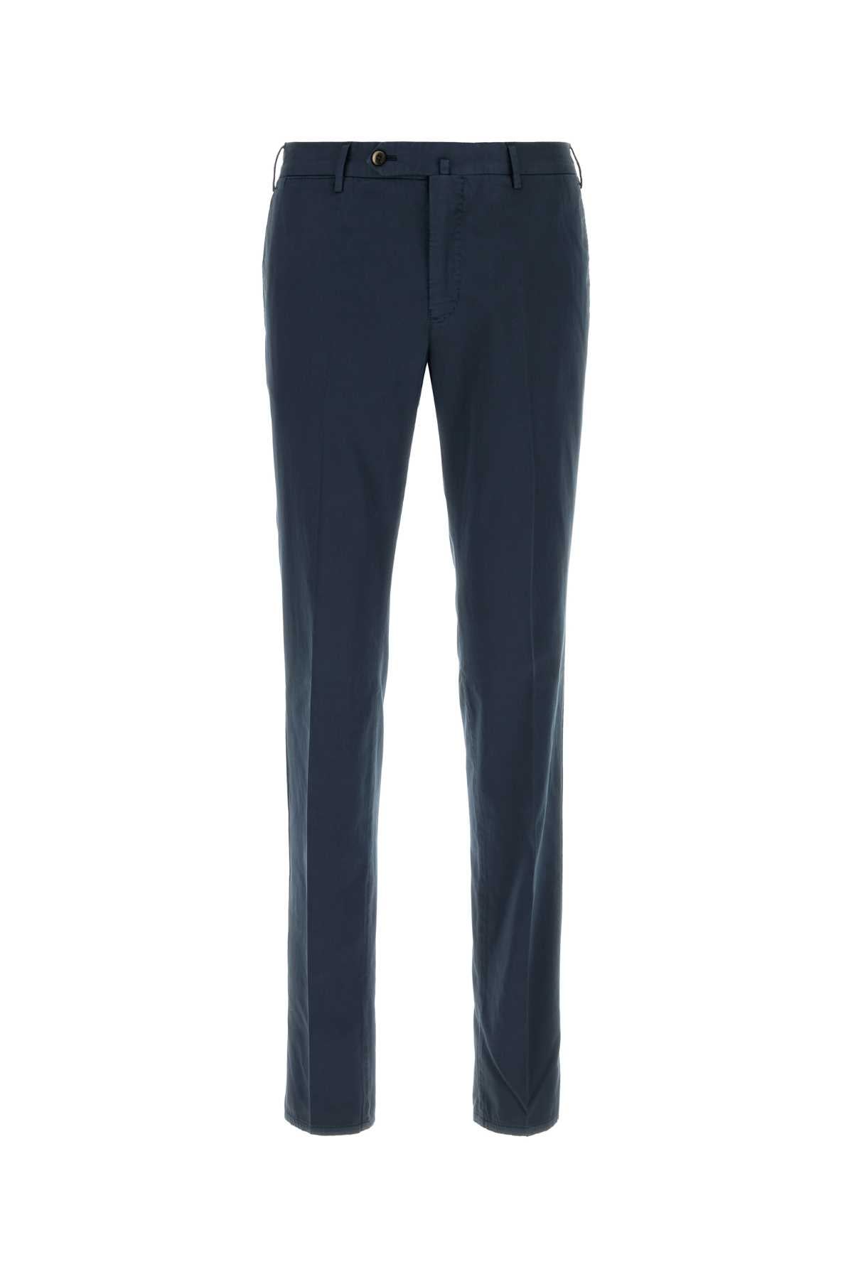 Pt Torino Stretch Cotton Blend Silkochino Trousers — Navy