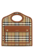 Burberry Vintage Check Canvas Top Handle Bag — Brown
