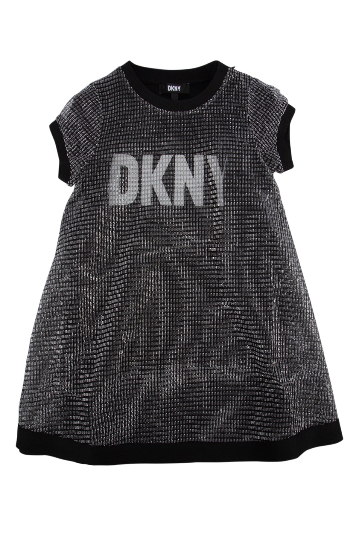 Dkny Junior Textured Logo Print Dress — Gray