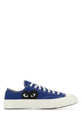 Comme Des Garcons Play Logo-Embroidered Canvas Sneaker — Blue