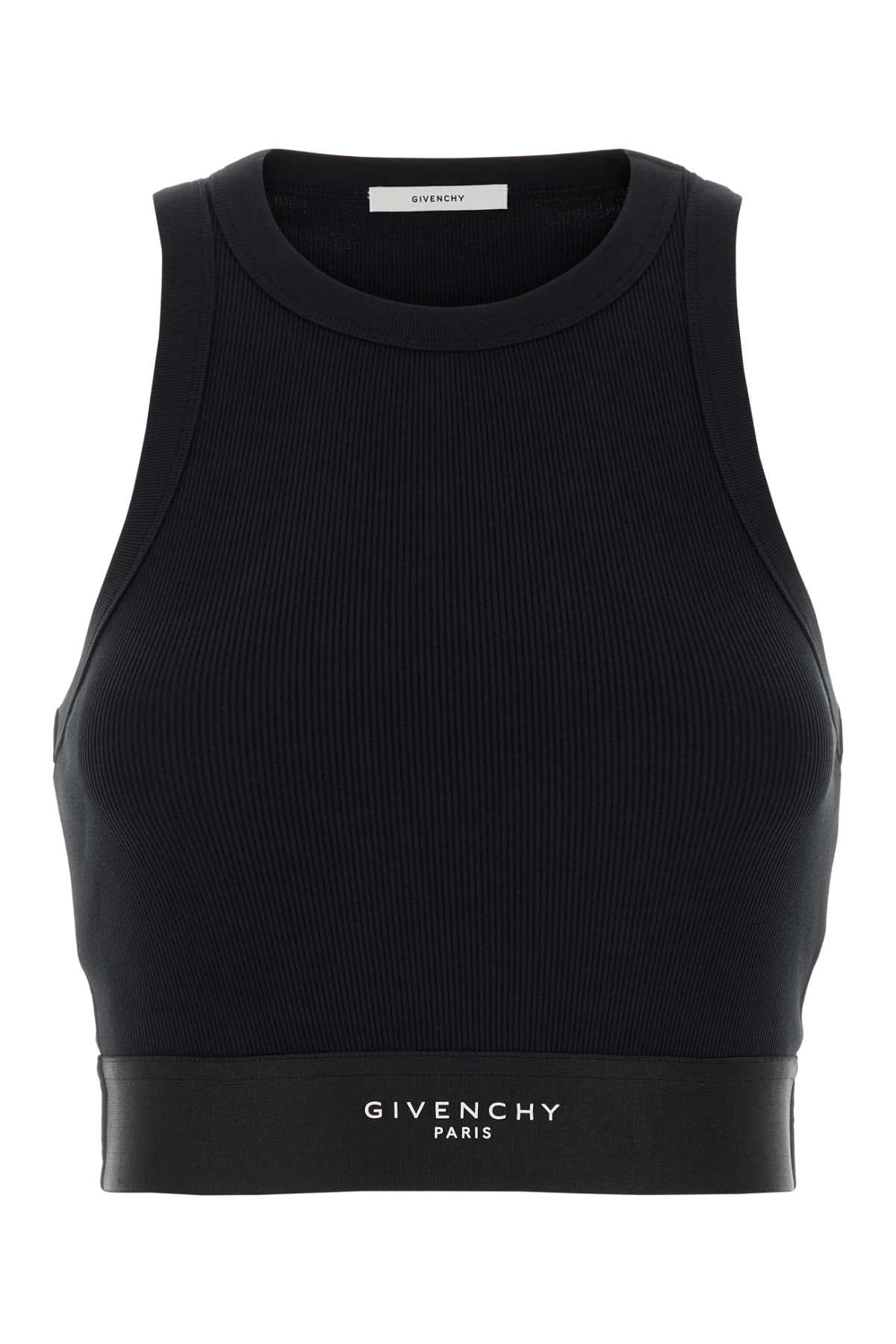 Givenchy Logo-Banded Ribbed Cotton Tank Top — Black