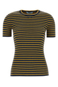 Prada Striped Stretch Cotton T-Shirt — Navy