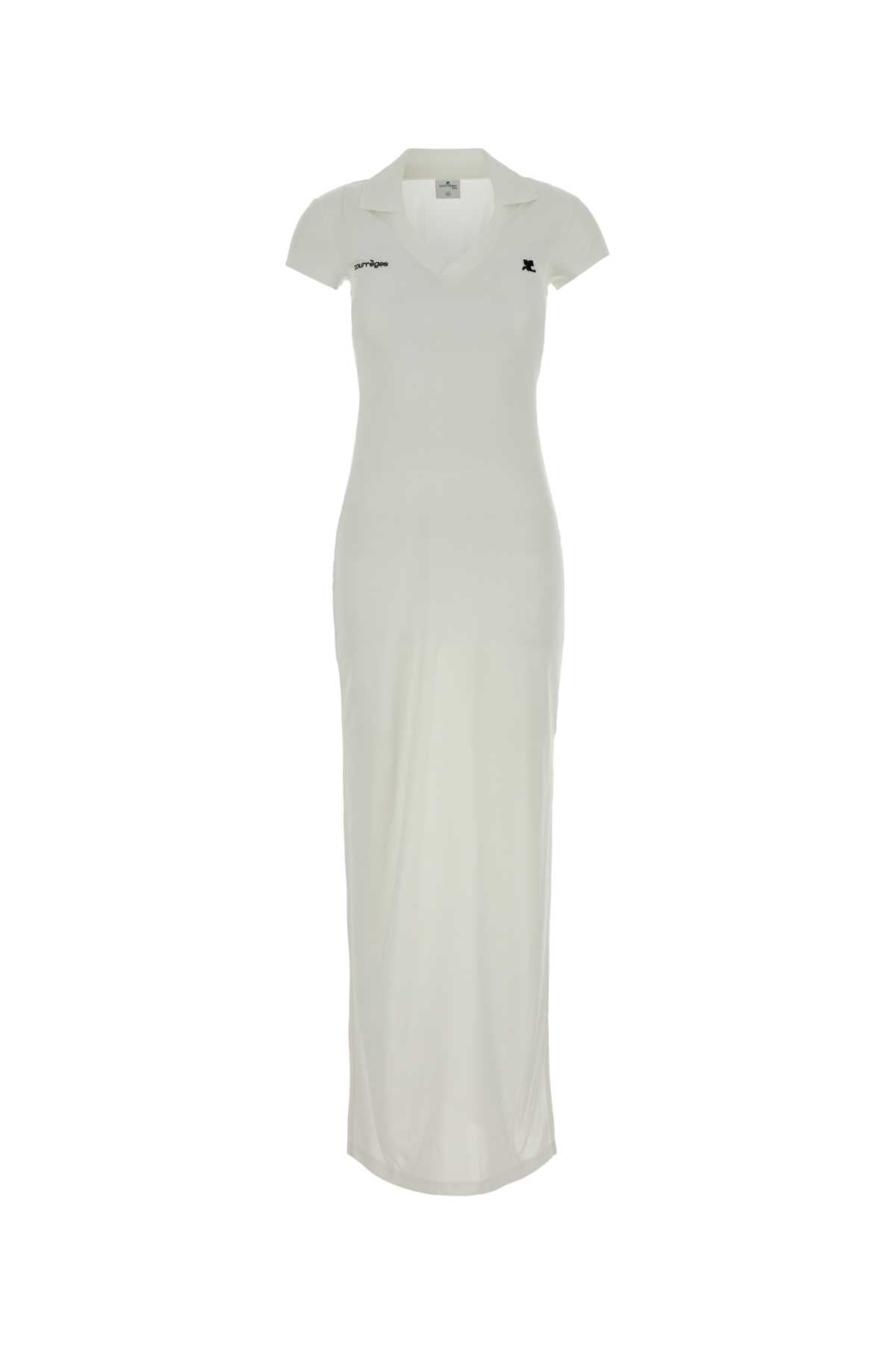 Courreges Polo Collar Maxi Dress — White