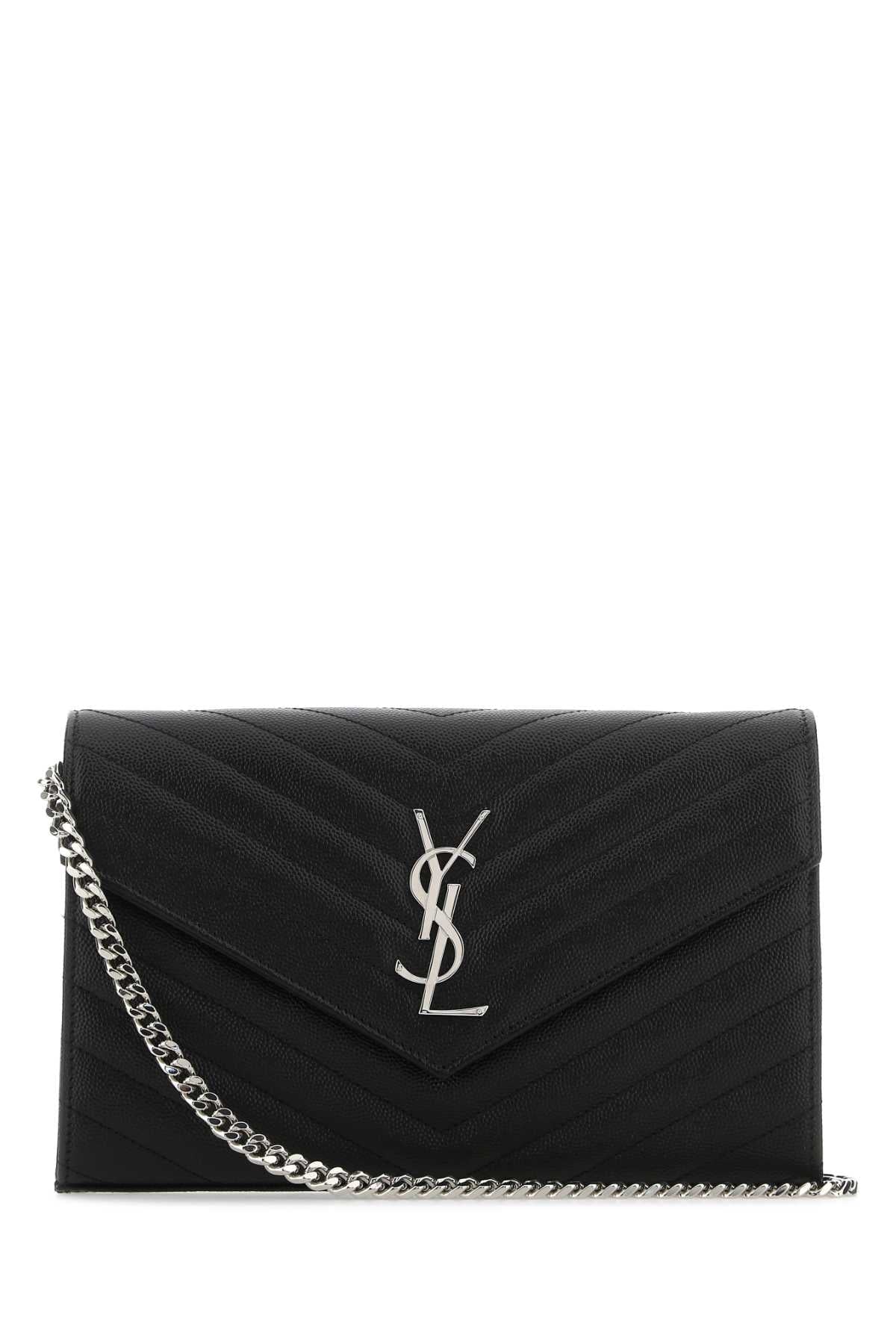 Saint Laurent Quilted Calf Skin Clutch — Black