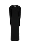 Alberta Ferretti Beaded Shoulder Dress — Black