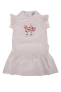 Moncler Jr Zebra-Embroidered Cotton Dress — Pink
