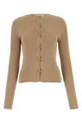 Fendi Ribbed Cotton Blend Cardigan — Beige