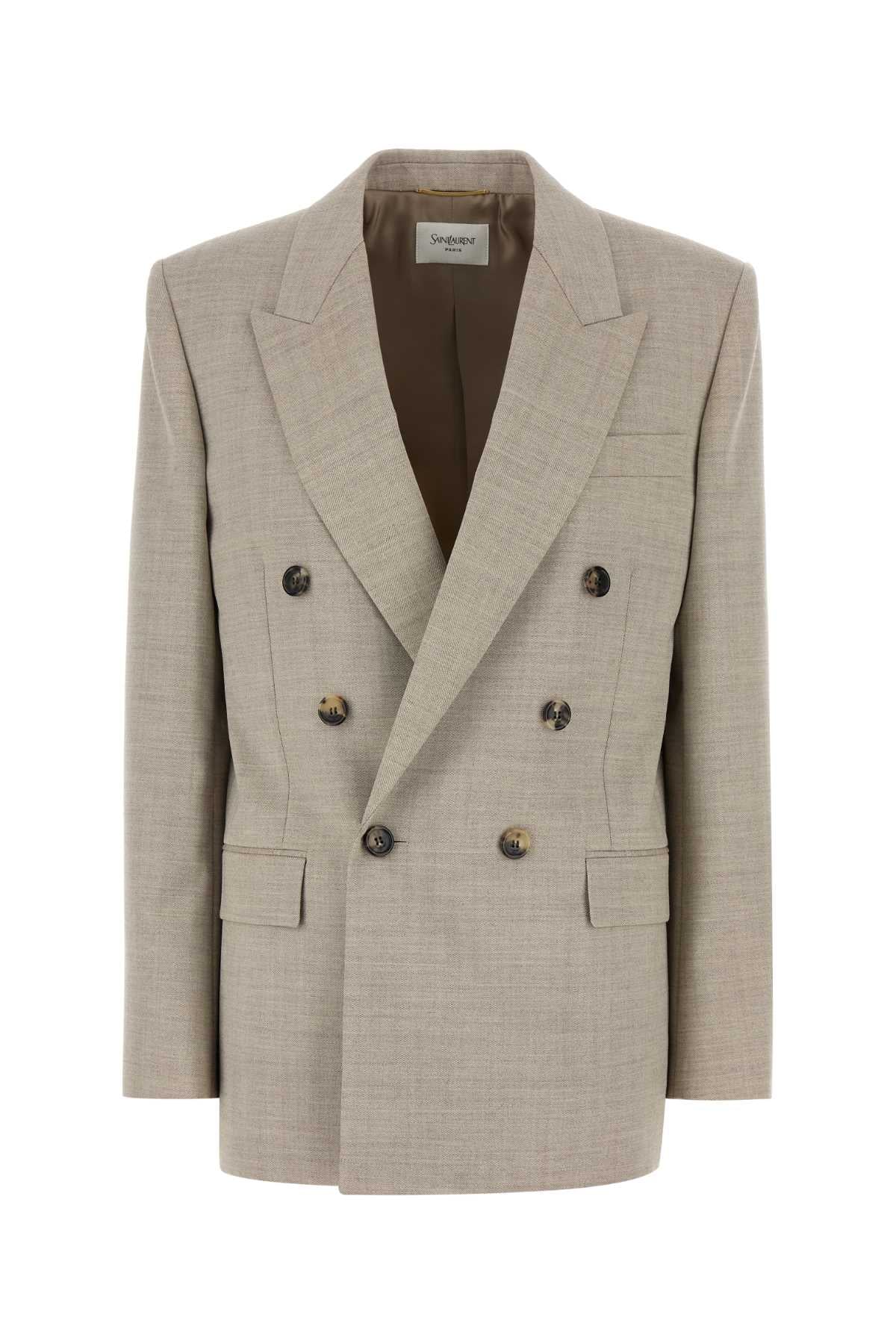 Saint Laurent Toile Blazer — Beige