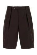 Hugo Boss Cotton Bermuda Shorts — Brown