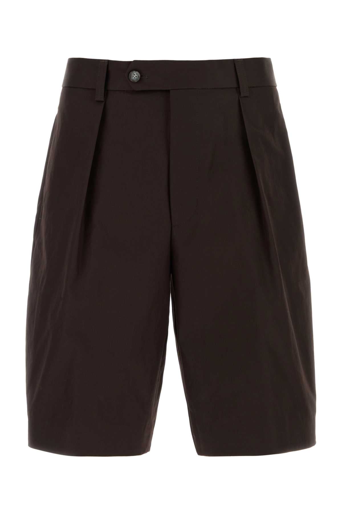Hugo Boss Cotton Bermuda Shorts — Brown