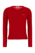 Miu Miu Cashmere Crew Neck Sweater — Red