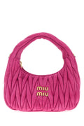 Miu Miu Ruched Suede Shoulder Bag — Pink