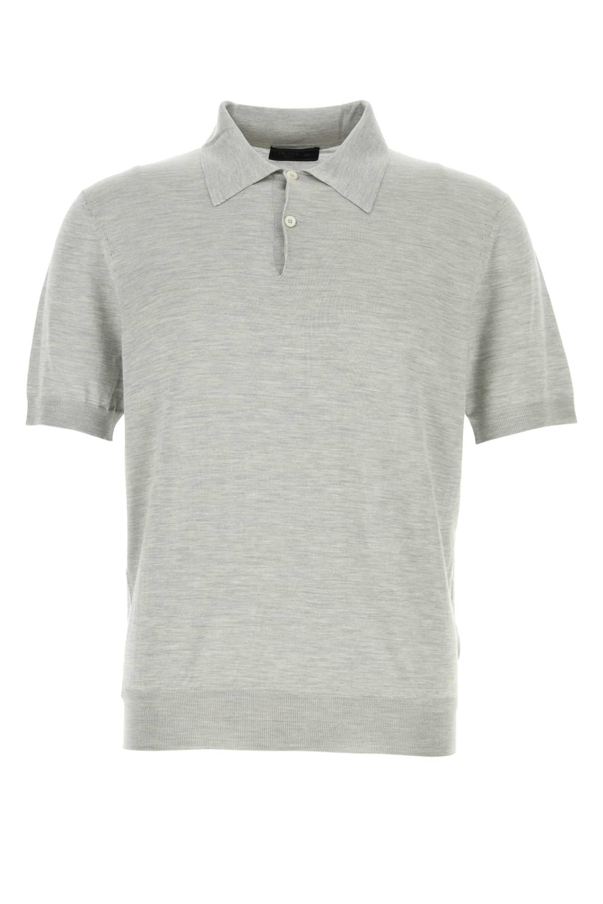 Prada Recycled Silk Polo Shirt — Gray