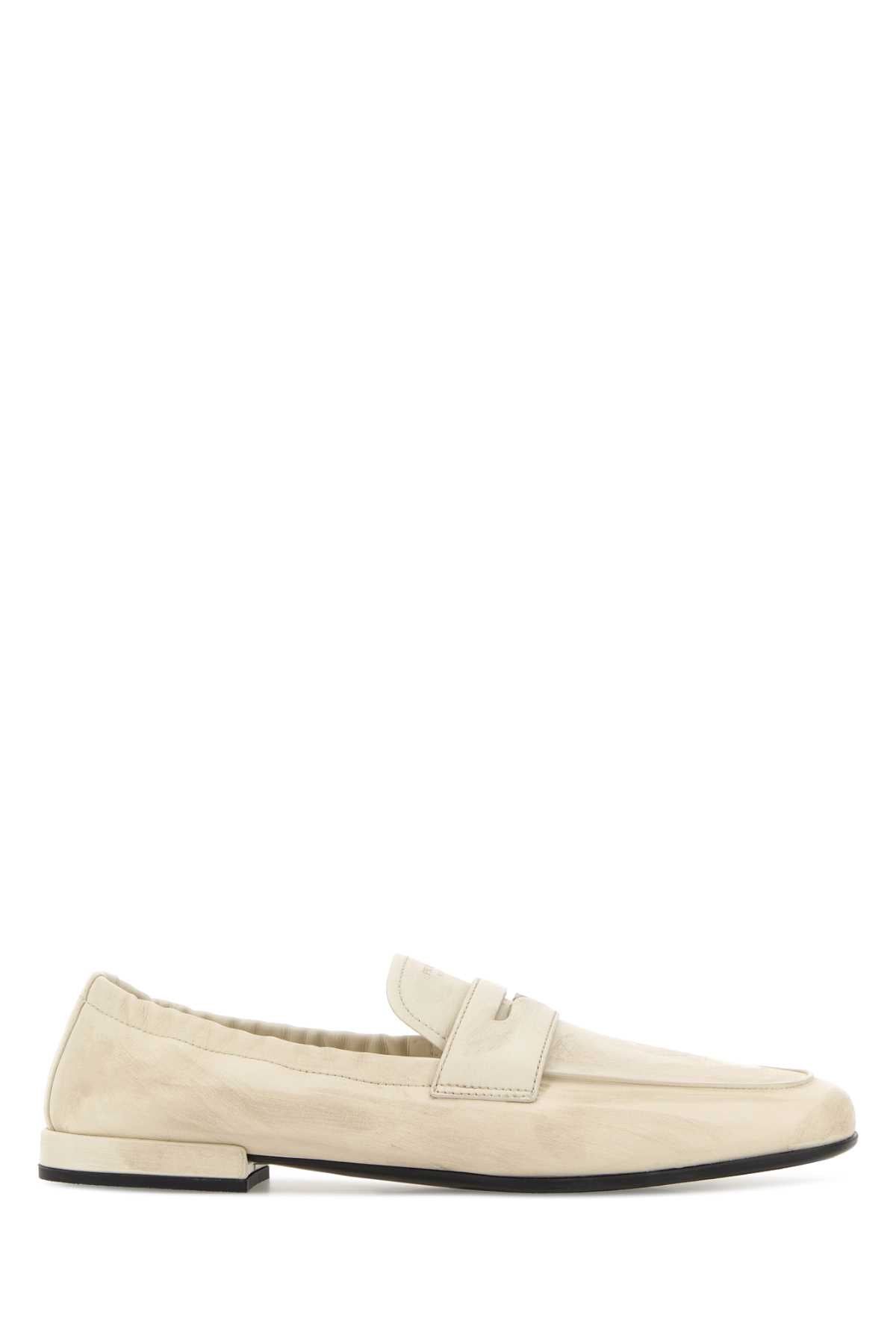 Prada Ivory Leather Loafers — Beige