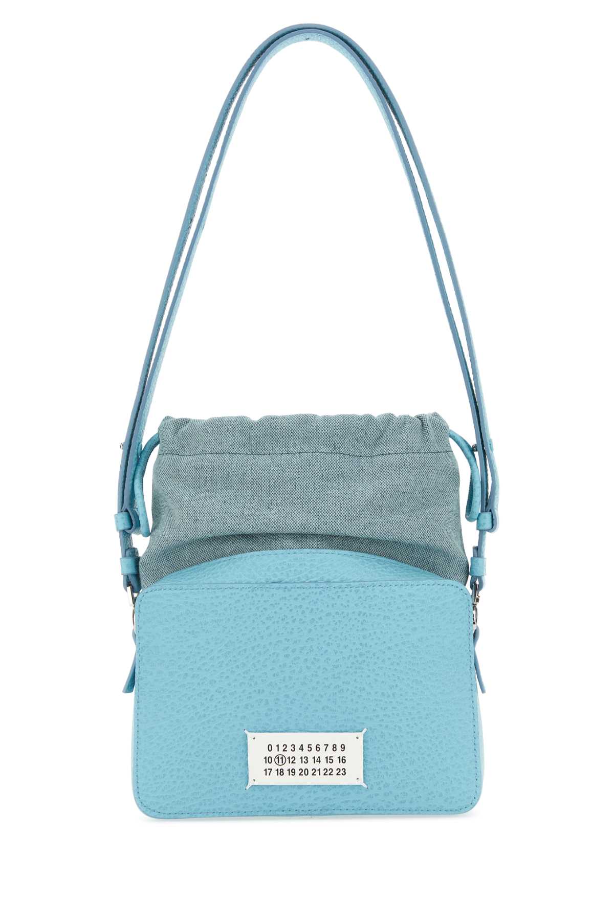Maison Margiela Leather and Fabric Bucket Shoulder Bag — Blue