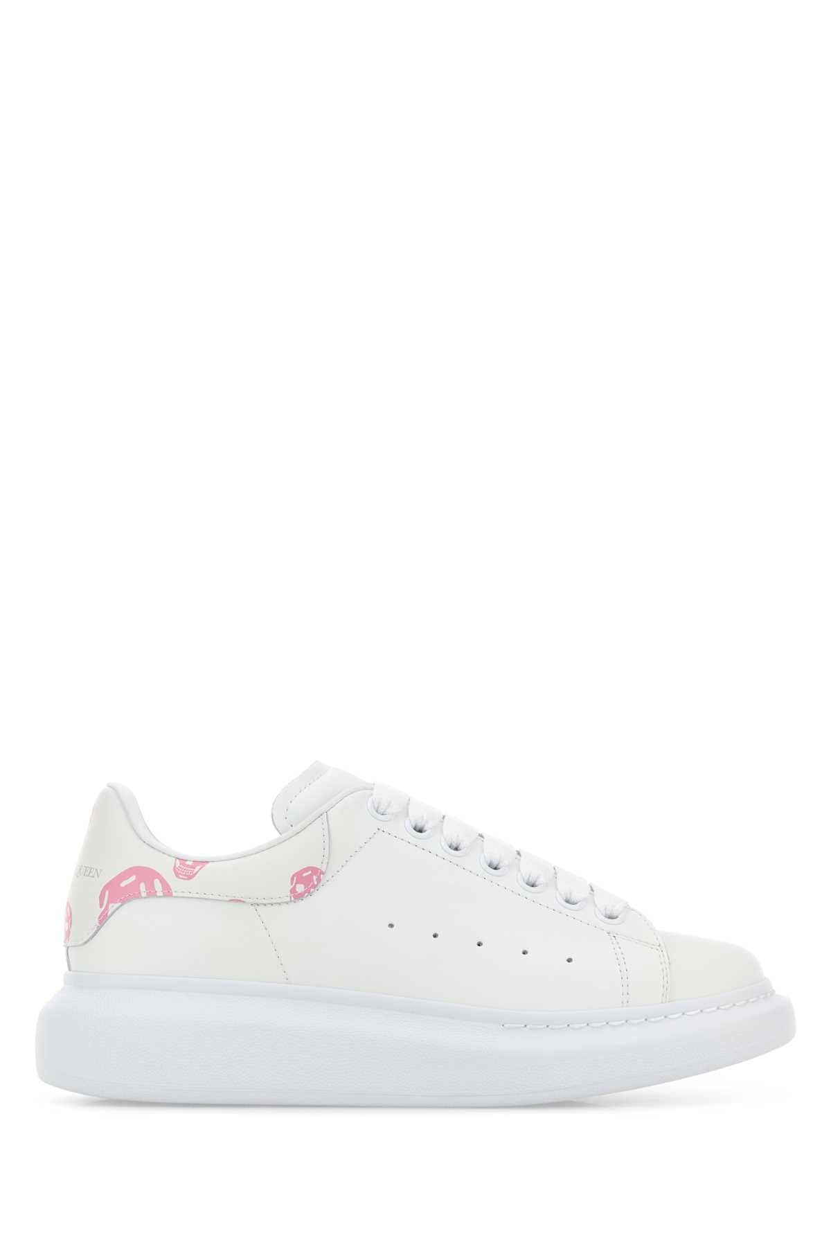 Alexander McQueen Printed Leather Heel Sneaker — White