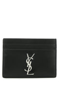 Saint Laurent YSL Logo Leather Card Case — Black