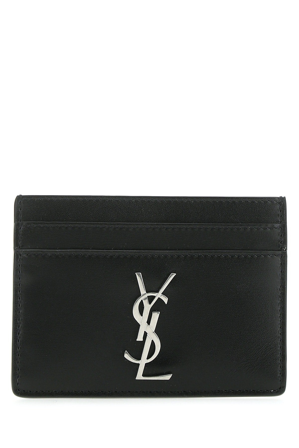Saint Laurent YSL Logo Leather Card Case — Black