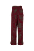 Moschino Geometric-Printed Silk Trousers — Burgundy