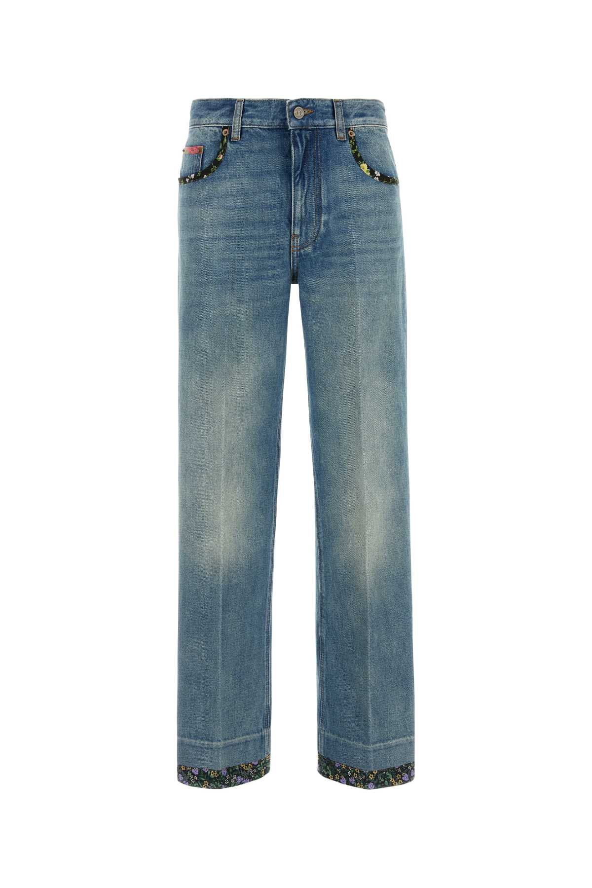 Valentino Garavani Embellished Hem Jeans — Blue
