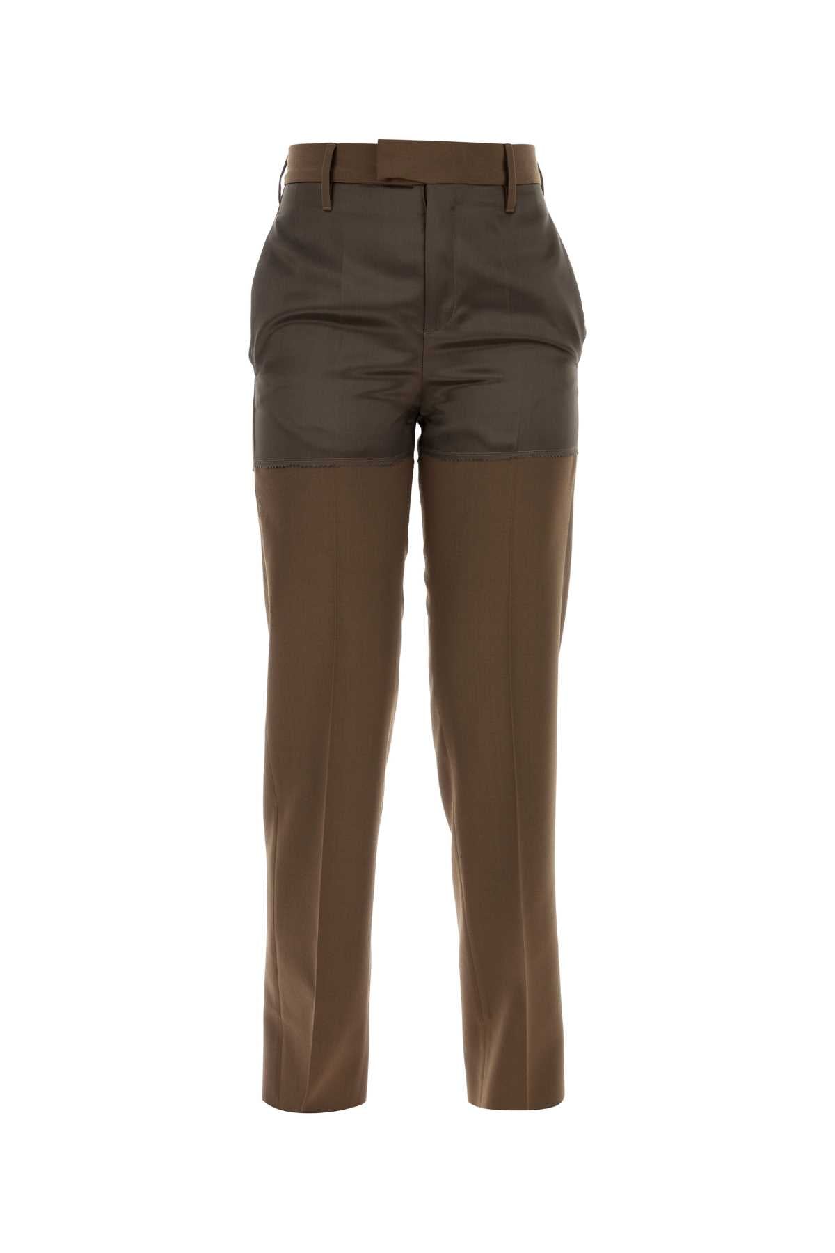 MM6 Maison Margiela Two-Tone Wool Blend Trousers — Brown