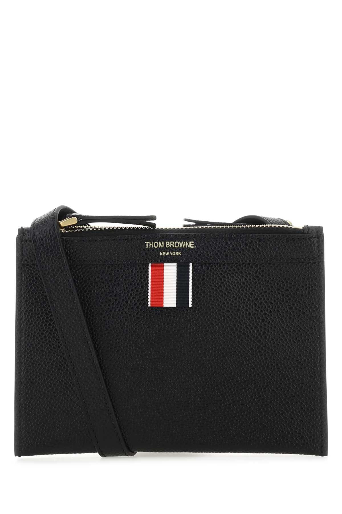 Thom Browne Grained Leather Card Case — Black