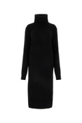 Saint Laurent Rib-Knit Turtleneck Dress — Black