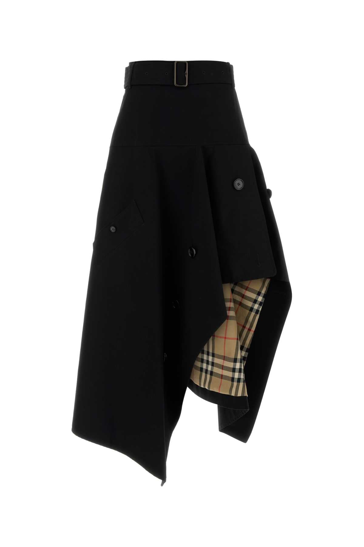Burberry Belted Gabardine Wrap Skirt — Black