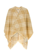 Burberry Wool Silk Cashmere Check Cape — Beige