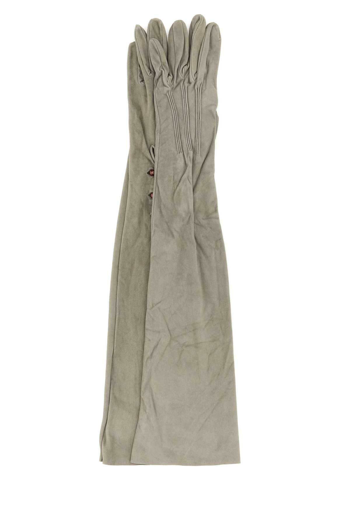 Prada Suede Long Gloves — Gray