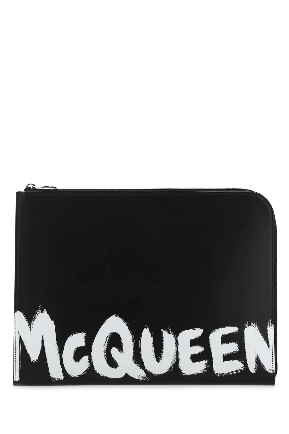 Alexander McQueen Logo-Print Leather Wallet — Black