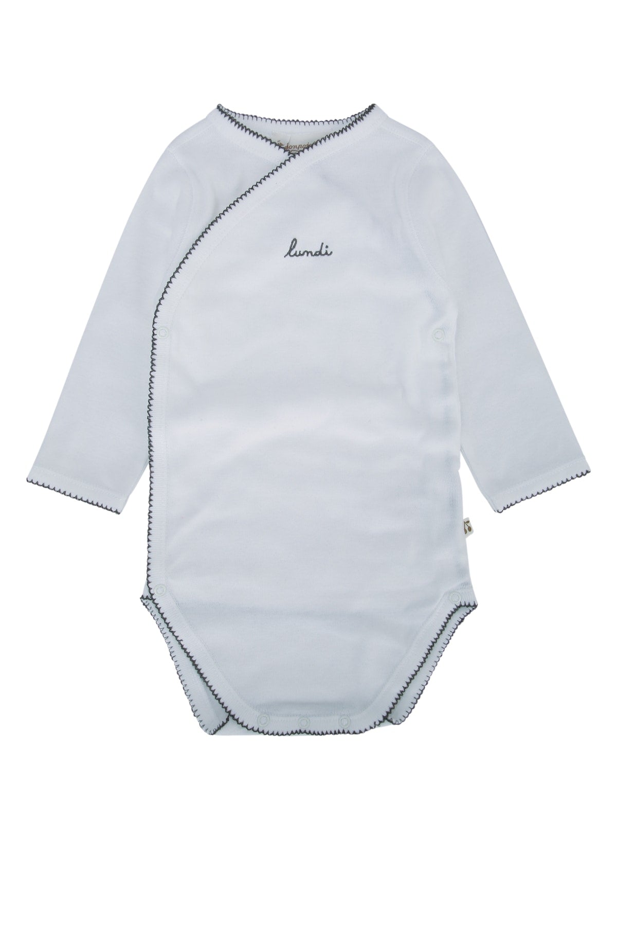 Bonpoint Contrast-Stitched Cotton Bodysuit — White