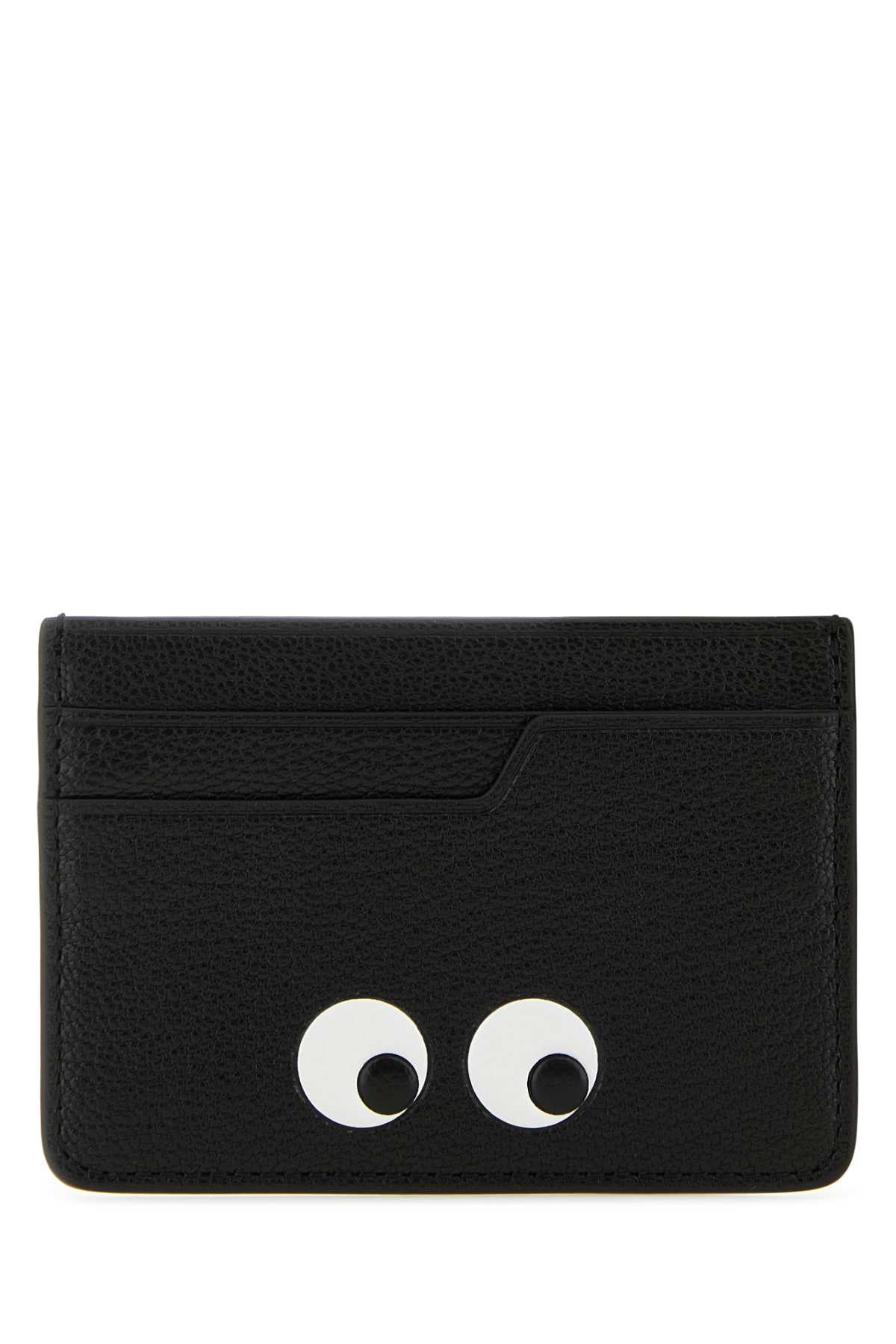 Anya Hindmarch Eyes-Embellished Goatskin Card Case — Black