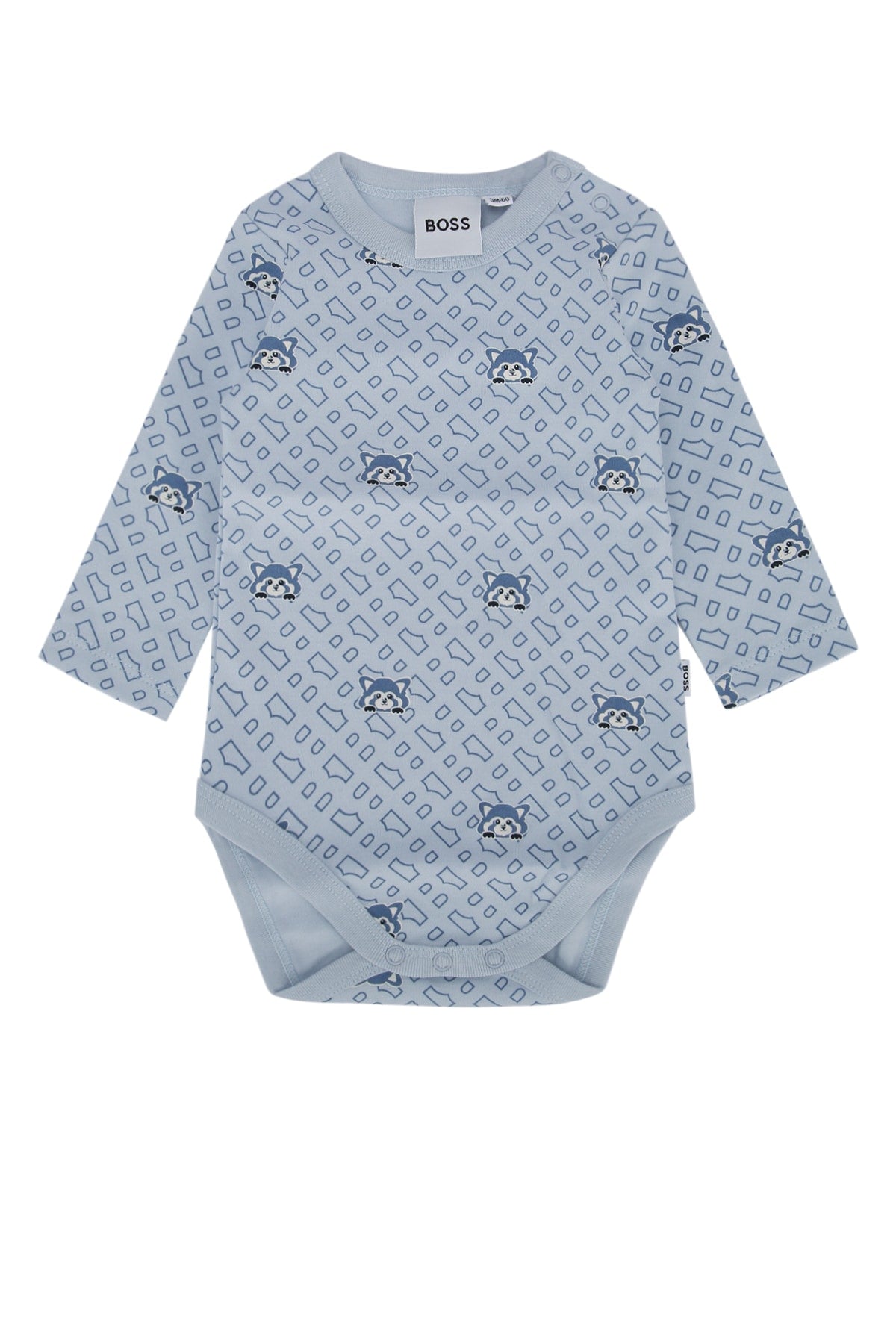 Boss Kids All-over Printed Cotton Bodysuit — Blue
