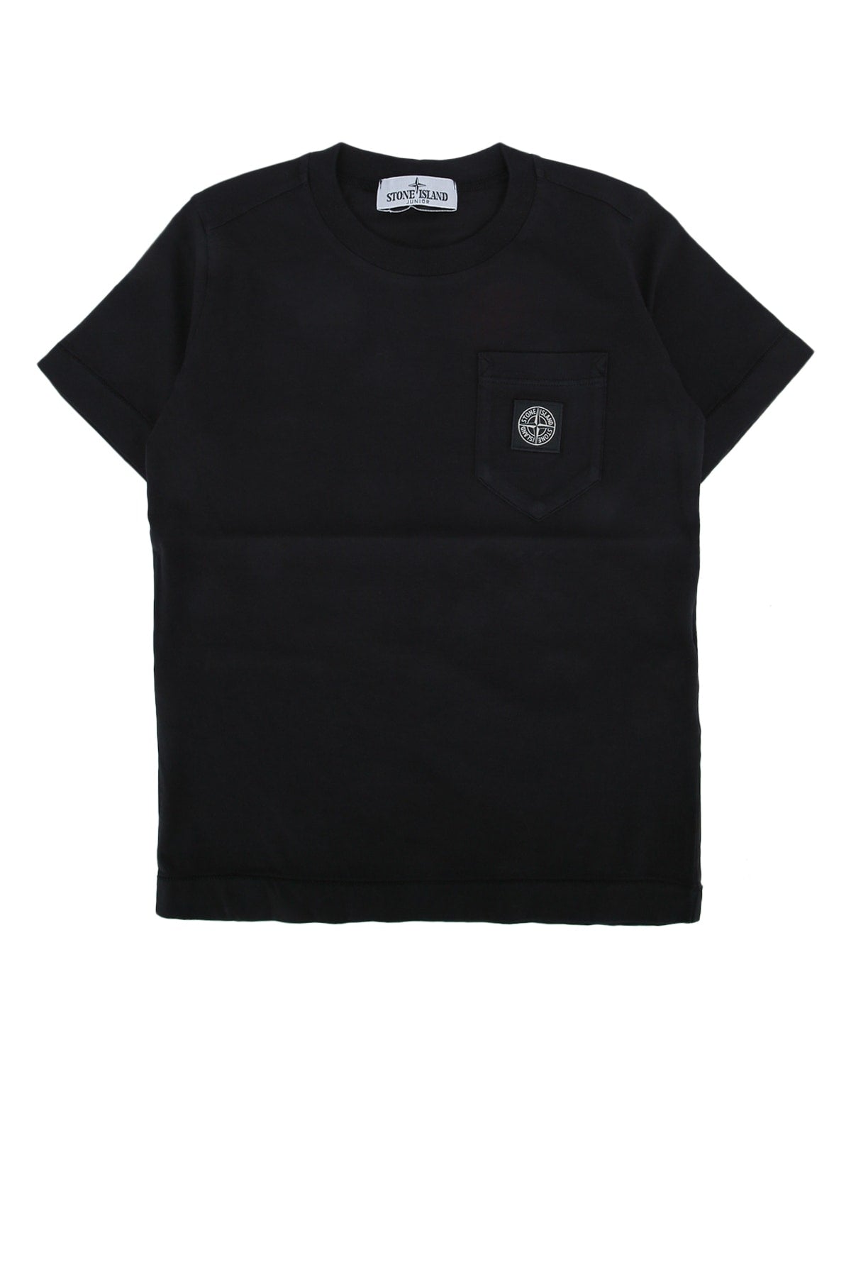 Stone Island Kids Logo-Embroidered Chest Pocket T-Shirt — Black