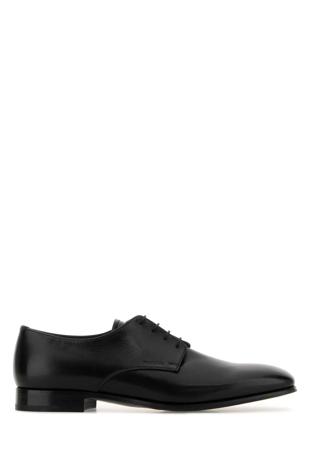 Prada Ovine Leather Lace-Up Oxford — Black